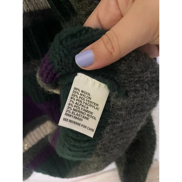 Per Se Wool Blend Open Front Striped Cardigan - Picture 4 of 6